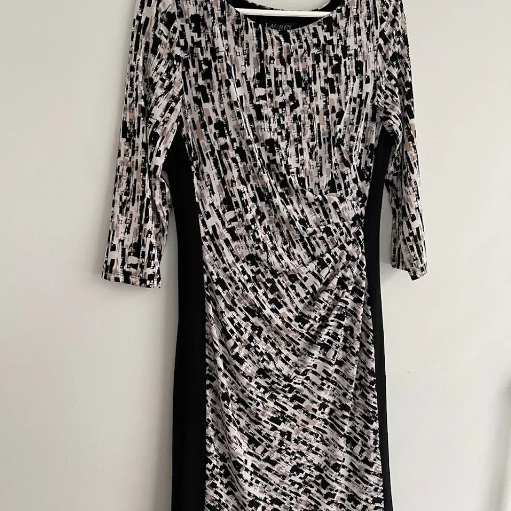 Lauren Ralph Lauren Black and White Midi Dress - Picture 1 of 3